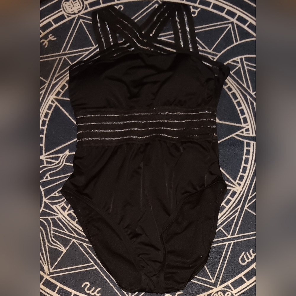 Black one- piece swimsuit